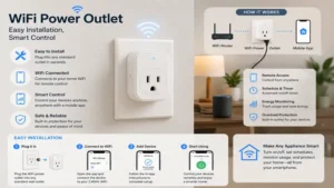 wifi power outlet installed in a wall socket providing wireless control of connected devices
