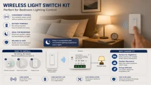 wireless light switch kit providing bedside bedroom lighting control for comfort and accessibility