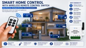 Smart home wireless remote control switch controlling lights and appliances