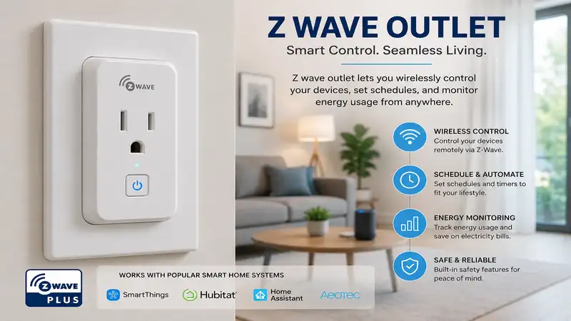 z wave outlet installed in a modern smart home for wireless device control