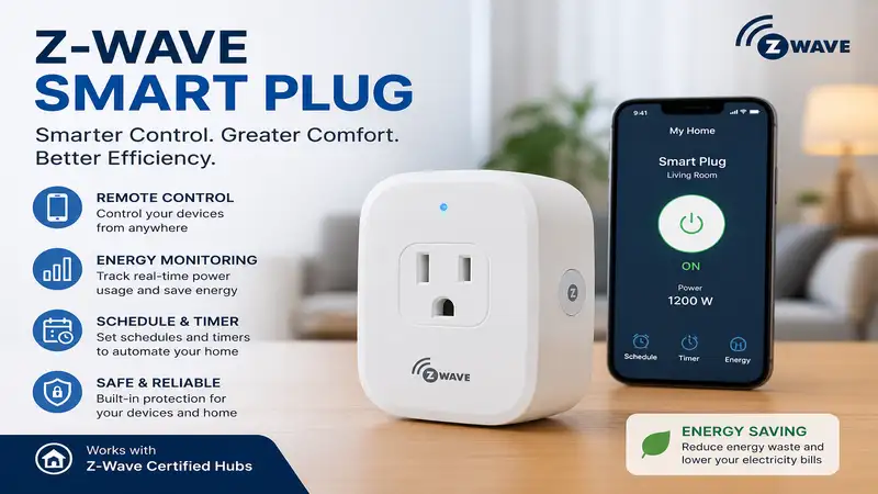 Z wave smart plug for reliable smart home automation and remote device control