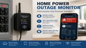 Home power outage monitor detecting electrical outages and sending instant notifications