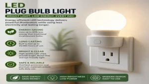 Energy-efficient LED plug bulb light offering bright, long-lasting illumination.