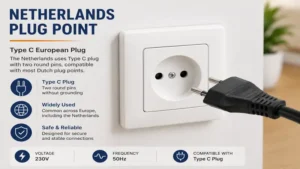 Netherlands plug point compatible with a Type C European electrical plug