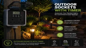 outdoor sockets with timer automatically controlling garden lights to improve convenience and energy efficiency.