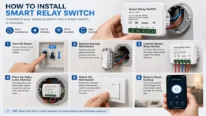 Installing a smart relay switch behind a wall switch for home automation