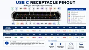 usb c receptacle pinout diagram showing connector pin configuration
