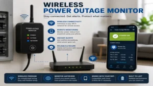 Wireless power outage monitor connecting to Wi-Fi for remote power status monitoring