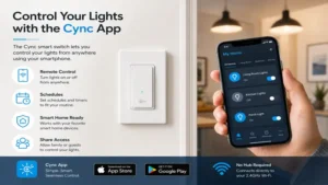 Using the Cync app to control a cync smart switch from a smartphone
