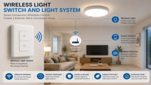 wireless light switch and light integrated into a smart home system for seamless everyday lighting control.
