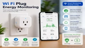 Wi fi plug with energy monitoring to track electricity usage efficiently