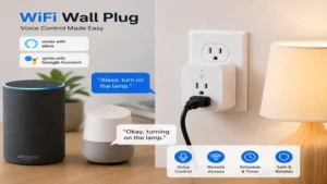 wifi wall plug working with voice assistants for hands-free appliance control.