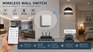 Wireless wall switch integrated with a smart home system for seamless lighting management