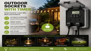 outdoor sockets with timer helping automate outdoor appliances while reducing unnecessary electricity usage.