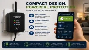Power outage monitor delivering instant outage alerts to help protect home appliances