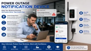 Power outage notification device helping businesses respond quickly to unexpected electrical outages.