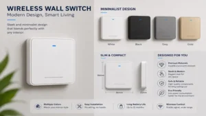 Modern wireless wall switch design featuring a sleek and minimalist appearance