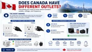 does canada have different outlets? Canadian voltage and frequency information with outlet examples.