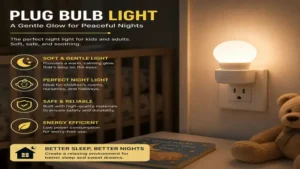 plug bulb light functioning as a gentle night light for children and adults.