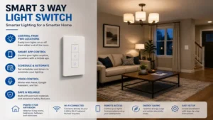 Smart 3 way light switch used in a living room for convenient home automation