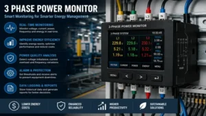 Industrial 3 phase power monitor helping improve energy efficiency and power quality