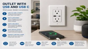 Outlet with usb and usb c offering a clean installation and efficient charging solution for modern homes