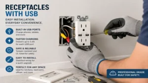 Receptacles with usb being installed by an electrician during a residential electrical upgrade