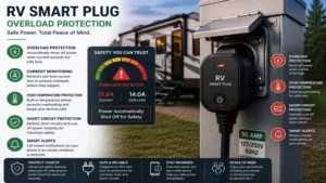 RV smart plug featuring overload protection for enhanced electrical safety