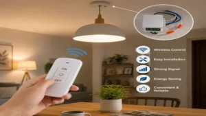 Smart home interior using a remote light switch and receiver for convenient everyday lighting control