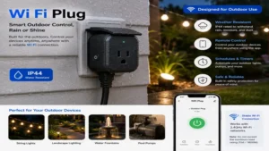 Weather-resistant wi fi plug designed for controlling outdoor lighting and devices
