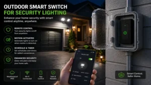 outdoor smart switch controlling exterior security lights to improve home safety and convenience.