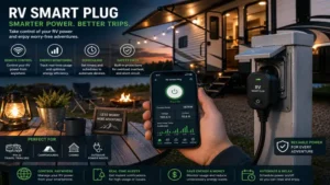 RV smart plug integrated into a modern campsite setup for smart power management