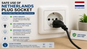 Safe use of a netherlands plug socket with a grounded European power plug