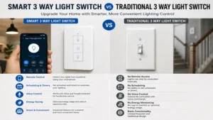 Smart 3 way light switch compared with a traditional 3-way light switch for smart home upgrades