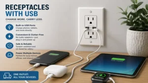 Receptacles with usb charging multiple devices directly without bulky power adapters
