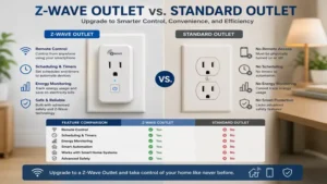 z wave outlet compared with a standard electrical outlet for smart home upgrades