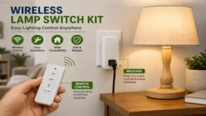 wireless lamp switch kit installed for easy home lighting control