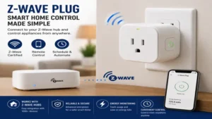 Z Wave plug connected to a smart home hub for convenient remote appliance control