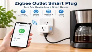 zigbee outlet connected to a smart plug for automated home appliance control