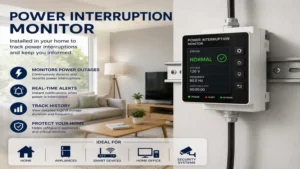 power interruption monitor installed in a home to track power interruptions