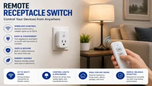 Remote receptacle switch used to control lamps and appliances from across the room 