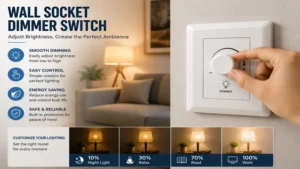 Using a wall socket dimmer switch to adjust room brightness with an easy-to-use control