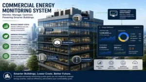 commercial energy monitoring system integrated into a commercial building to improve operational efficiency and reduce energy costs.