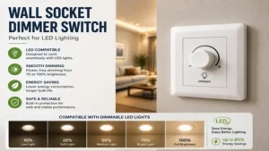 wall socket dimmer switch compatible with LED lighting for energy-efficient illumination