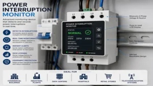 power interruption monitor device connected to an electrical system for outage detection