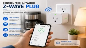 Z Wave plug controlled through a mobile app to automate lights and household devices