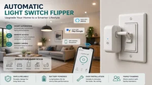 Automatic light switch flipper improving smart home lighting with automation and remote access