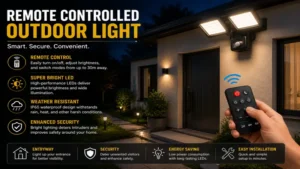 Remote controlled outdoor light adding convenient illumination around a home entrance
