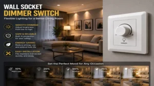 wall socket dimmer switch providing adjustable lighting for a stylish living room