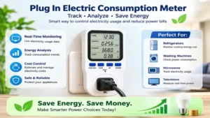 Plug in electric consumption meter supporting energy-saving habits by tracking electricity consumption